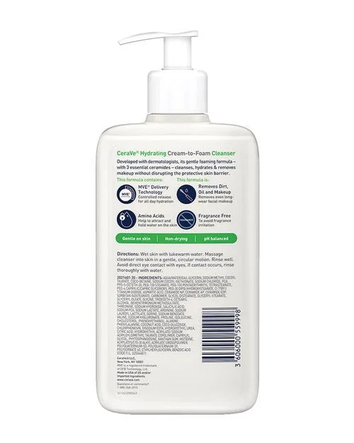 Hydrating Cream-to-Foam Cleanser 237ml.